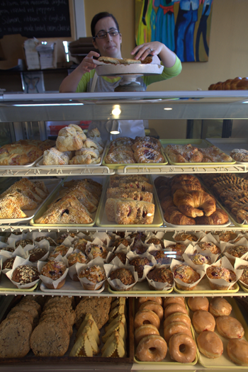 Full pastry display case at Maple Street Patisserie